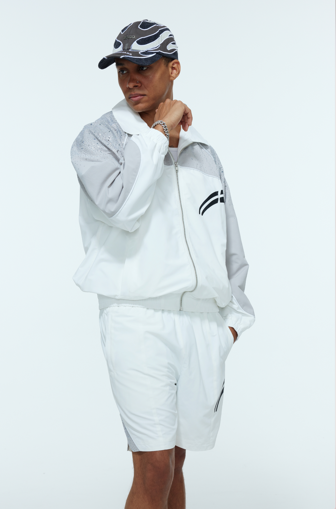 White / Cool Grey  "Astral" Zip Windbreaker  - PRE ORDER
